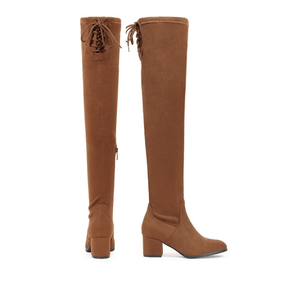 DREAM PAIRS
Laurence Chunky Heel Thigh High
Boots Brown-Suede Size 9